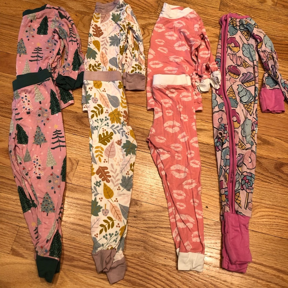 Bundle of Little Sleepies two piece pajamas in 12-18mo and zippie in 6-12